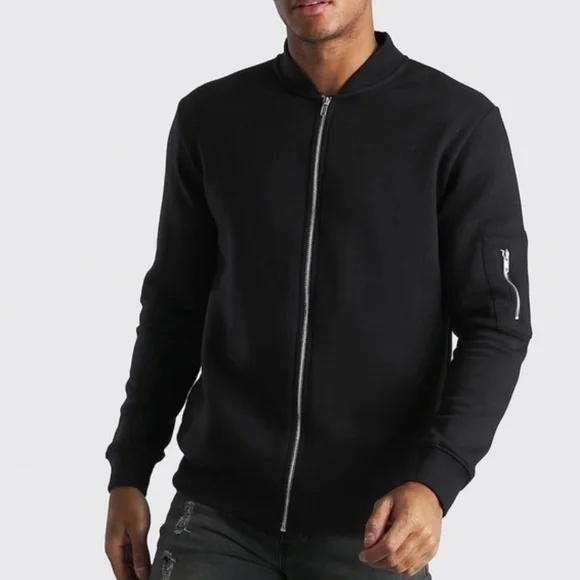 ASOS Black Jersey Bomber Jacket Size Medium - Picture 1 of 11